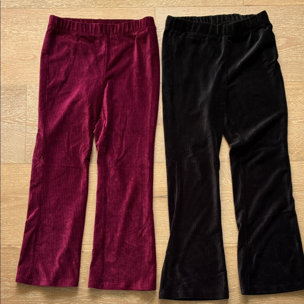 Cat & Jack Velvet Leggings - Burgundy and Black 2 for 1